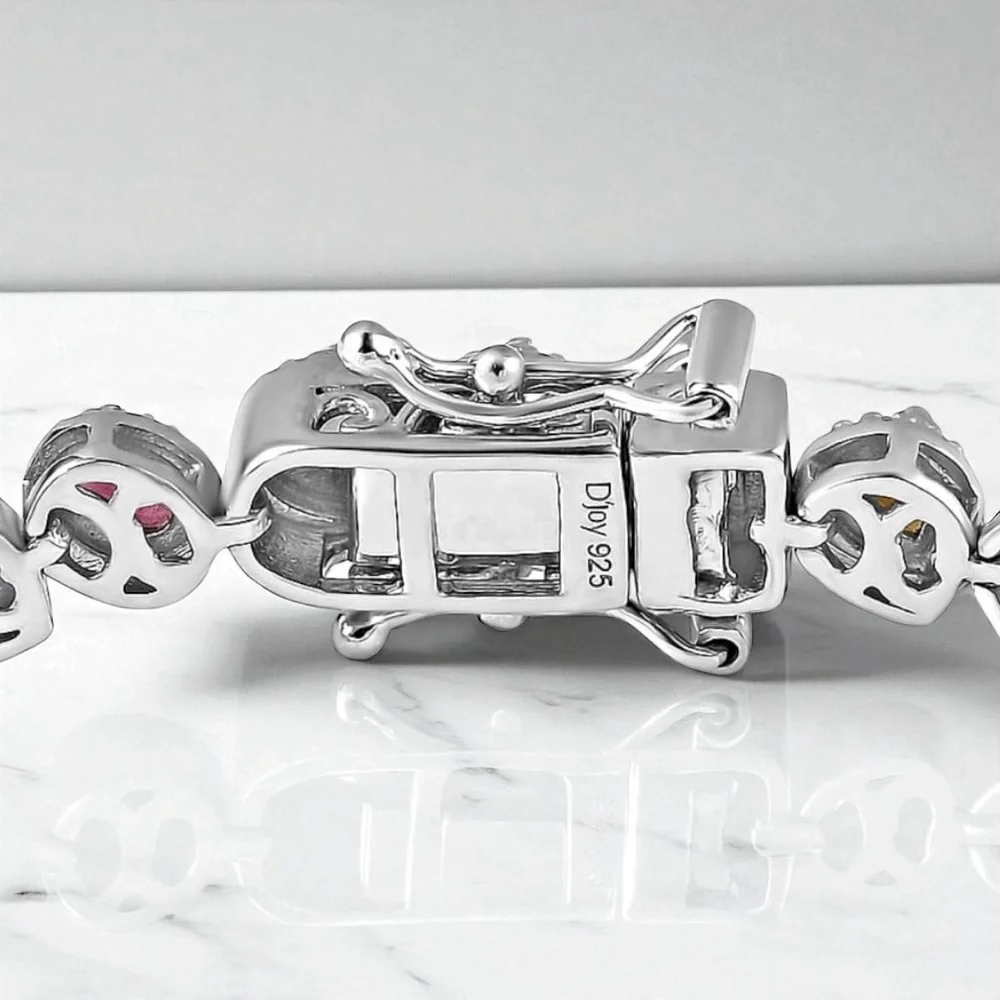 Multi-Tourmaline 8.6ctw Floral Sterling Silver Bracelet